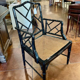 Chippendale Bamboo Style Arm Chair with Caned Seat 23"W x 20"D x 37"T Back - 27"T Arm