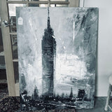 Large Signed Painting Of Empire State Building 36"W x 48"T