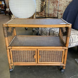Vintage Rattan and Wicker Bar Cart 33" W X 18" D X 29.5 " T