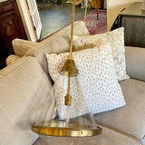 Pair of Visual Comfort Gale Large Pendants in Gold and Seeded Glass 42" Overall Height x 15"Diam