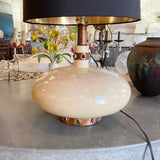 Ceramic Mid Century Modern Lamp w/ Black Gold Foil Shade 26.5"T x 14"W