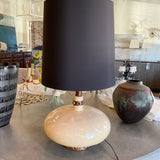 Ceramic Mid Century Modern Lamp w/ Black Gold Foil Shade 26.5"T x 14"W