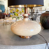 Ceramic Mid Century Modern Lamp w/ Black Gold Foil Shade 26.5"T x 14"W