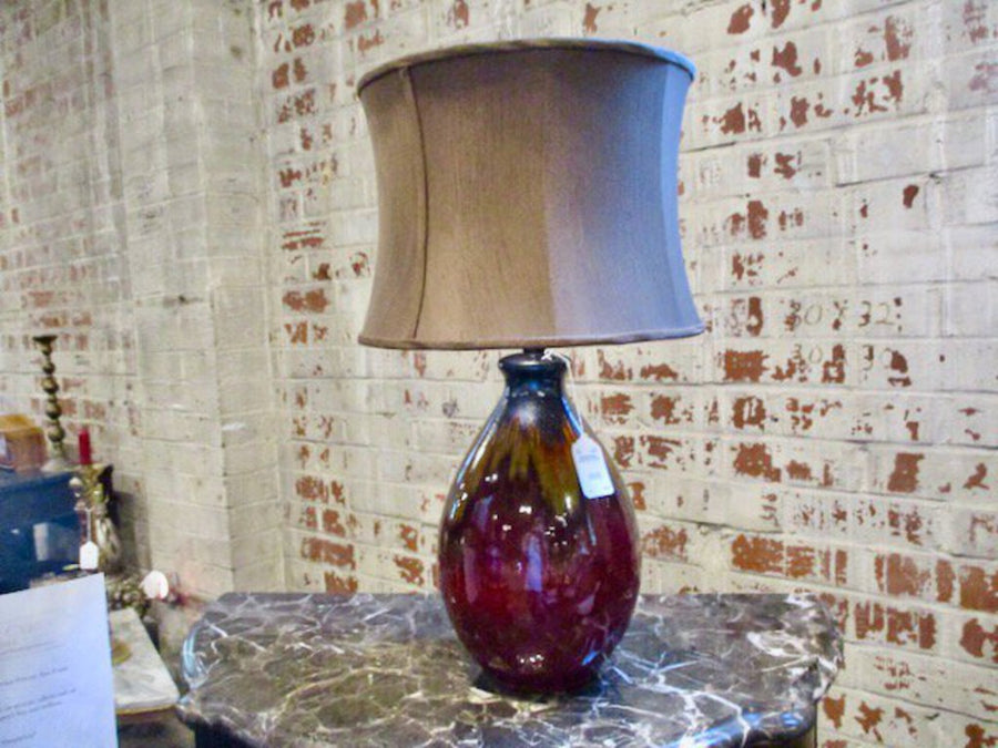 Glazed Pottery Lamp 27.5"to Finial