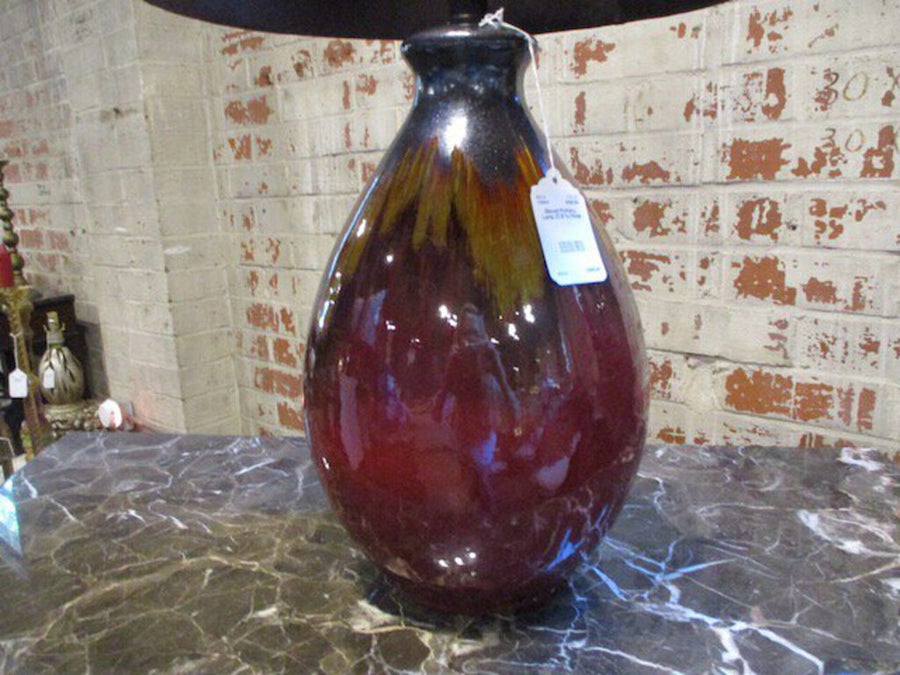 Glazed Pottery Lamp 27.5"to Finial