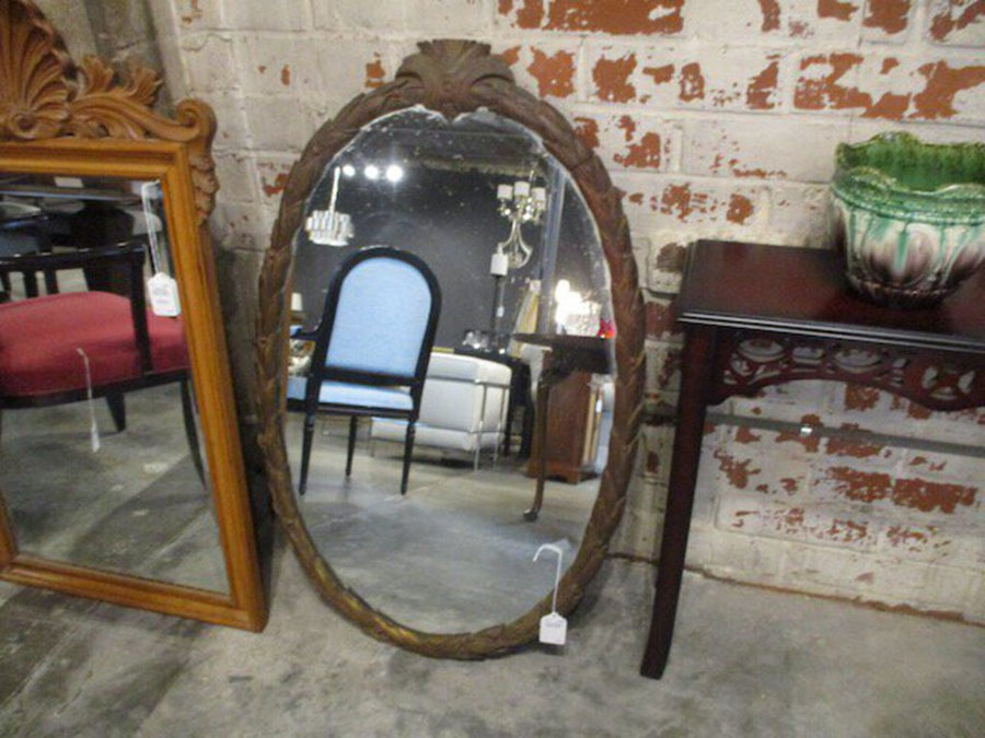 Antique Carved Wood Oval Mirror 43"T x 27"W FINAL SALE