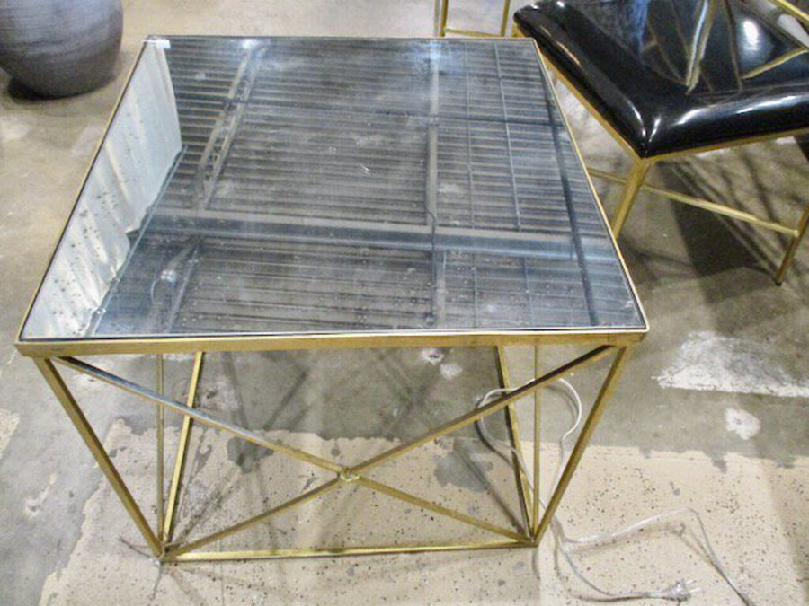 Gold Wash Accent Table With Mirror Top Acquisitions 22"W x 22"D x 20.5"T FINAL SALE PRICE