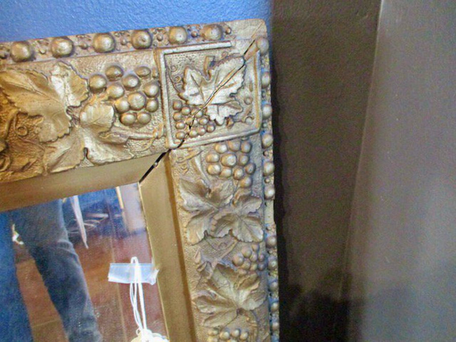 Antique Gilded Mirror With Grape Motif 37"T x 30"W
