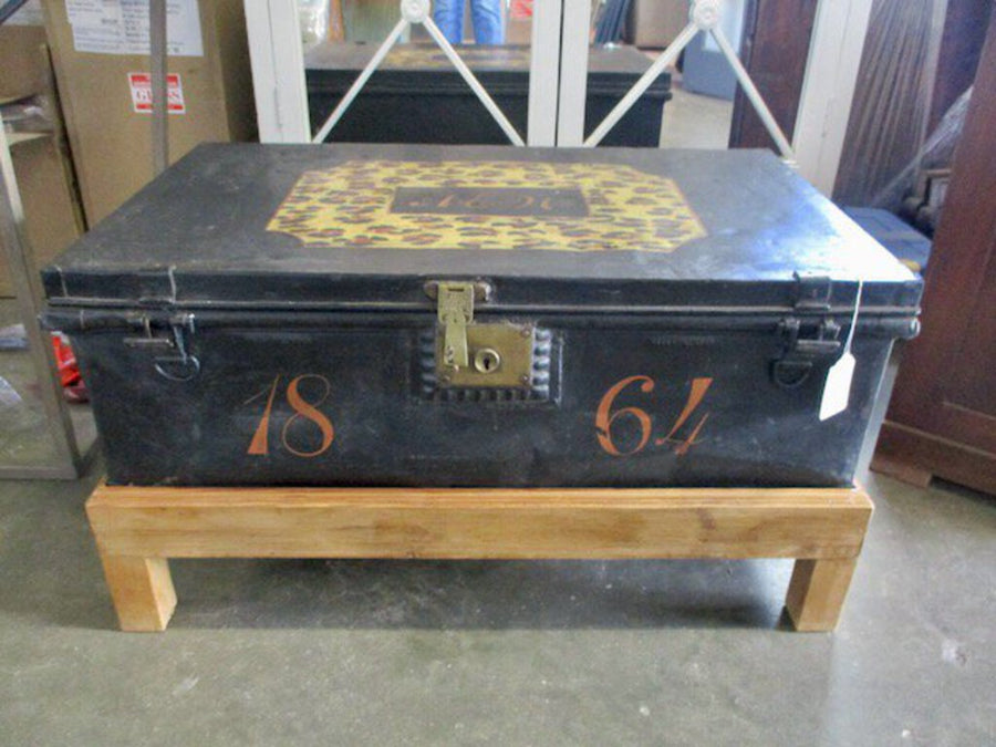 Antique Trunk On Stand New Paint 35"W x 21"D x 18.5" Final SaleT
