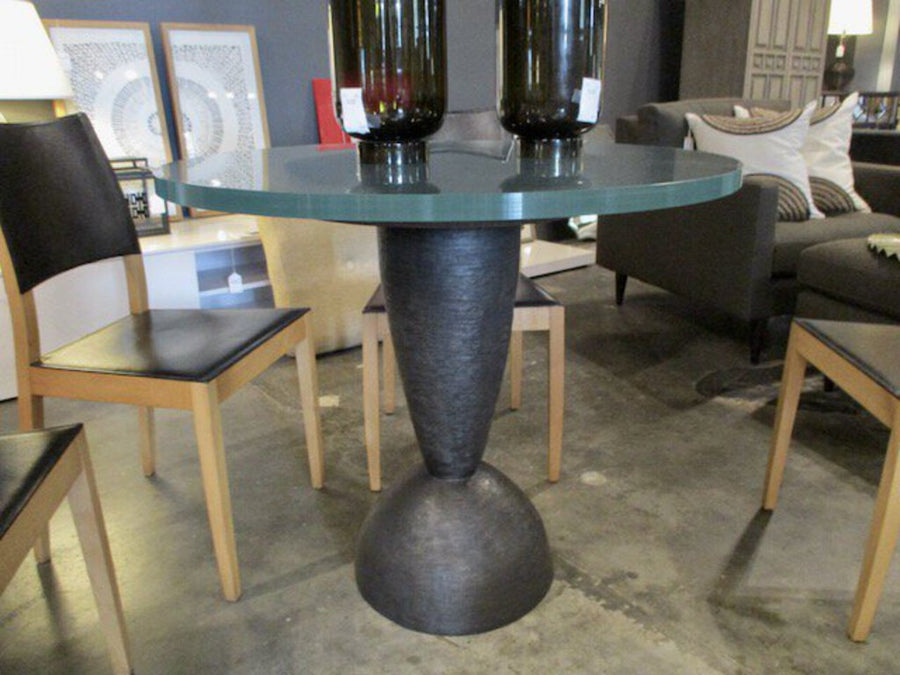 Tom Corbin Bronze Alexandra Glass Top Dining Table 36"Diam x 31"T FINAL SALE