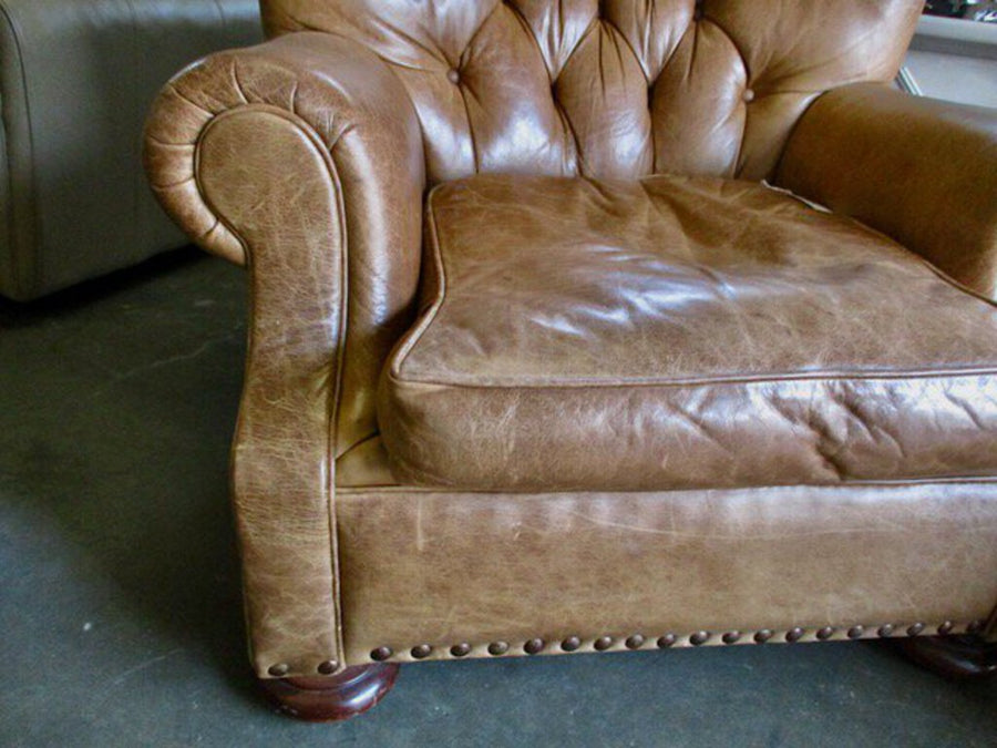 James Alexander Leather Chair And Ottoman 39"W x 28"D x 40"T ottoman FINAL SALE31"W x 23"D x 14.5"T