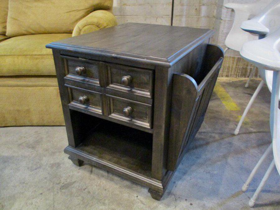 Side Table With Magazine Rack 23"W x 24"D x 25"T FINAL SALE
