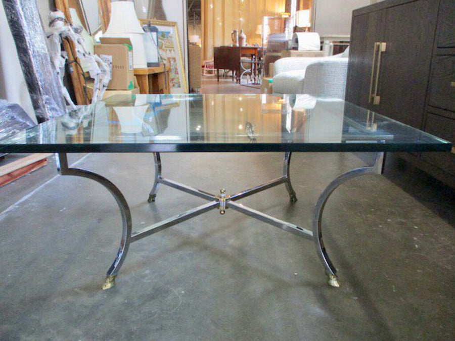 Vintage Baker Style Glass Top Coffee Table 36 x 36 x 17"T