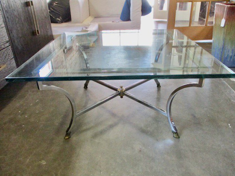 Vintage Baker Style Glass Top Coffee Table 36 x 36 x 17"T FINAL SALE