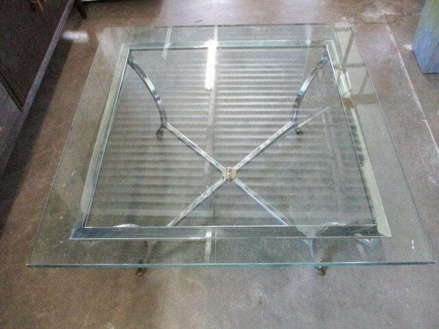 Vintage Baker Style Glass Top Coffee Table 36 x 36 x 17"T FINAL SALE