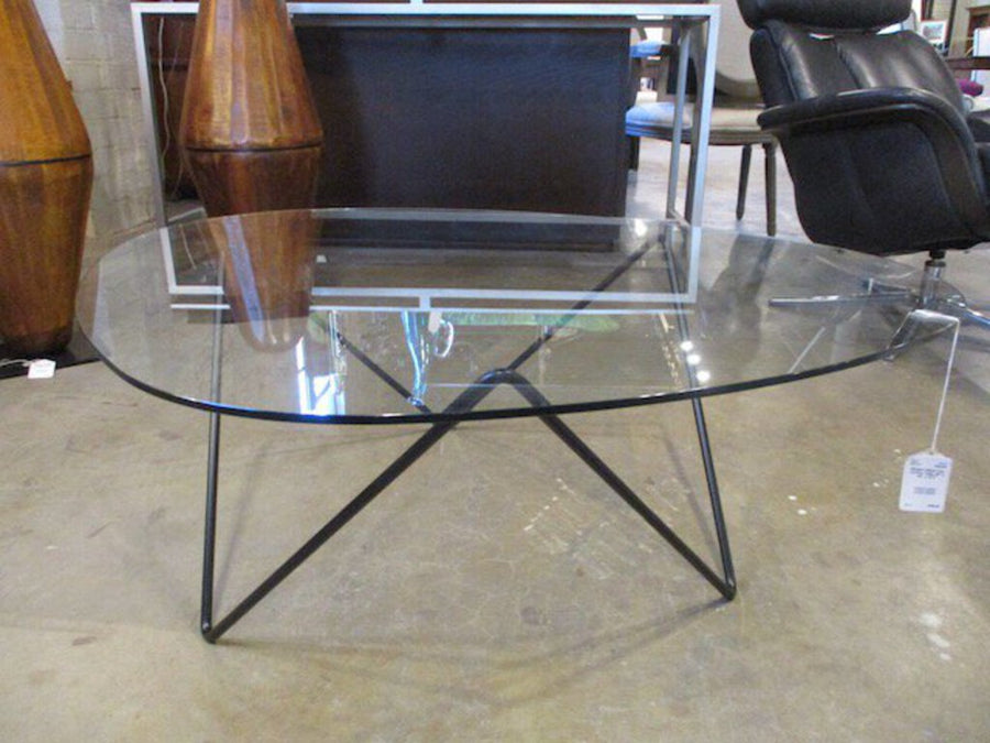 Modern Glass Top Coffee Table 39" x 34" x 14"T