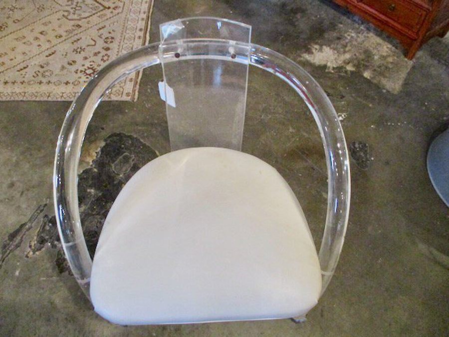 Vintage Lucite Accent Chair w/leather seat 24"W x 18"D x 27"T