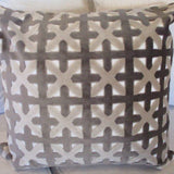 Pair Of Custom Pillows In DeLeo Rubin Cut Velvet Fabric 20"x 20"