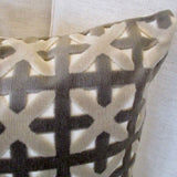 Pair Of Custom Pillows In DeLeo Rubin Cut Velvet Fabric 20"x 20"