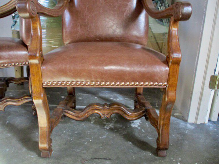 Pair of Leather Arm Chairs 24"W x 20"D x 46.5"T