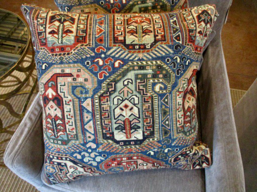 Pair Of Custom Pillows In Thibaut " Gelniffer" Fabric