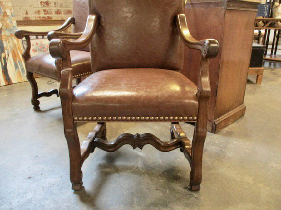 Pair of Leather Arm Chairs 24"W x 20"D x 46.5"T