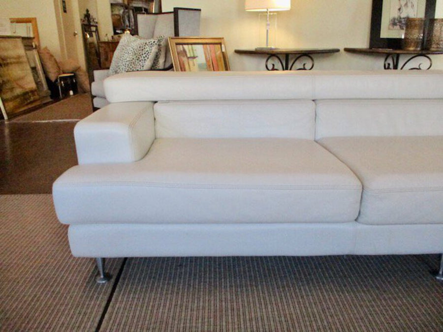 Divani Italian White Leather Sofa 104" Long x 37"Deep x 25.5"Tall