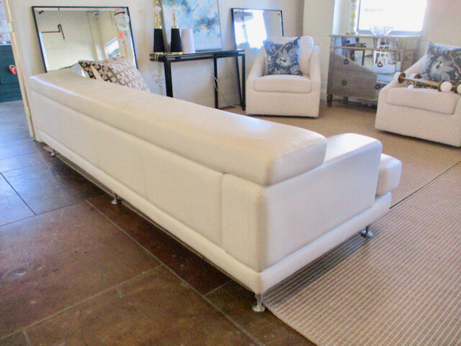 Divani Italian White Leather Sofa 104" Long x 37"Deep x 25.5"Tall