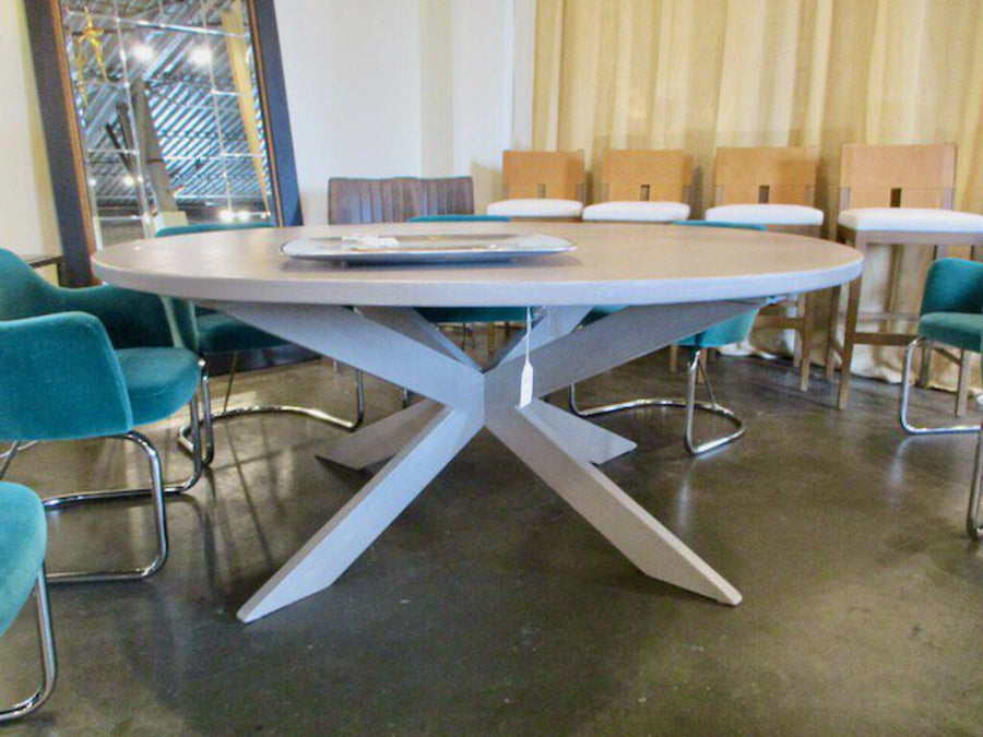 Round Pedestal Dining Table w/ Grey Finish 72" Diam. x 29" T