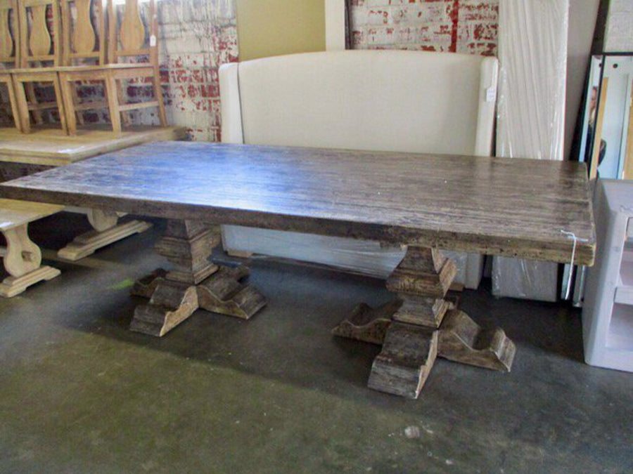 Bungalow Reclaimed Elm Pedestal Dining Table 8' feet Long x 43" Wide x 30'' Tall FINAL SALE