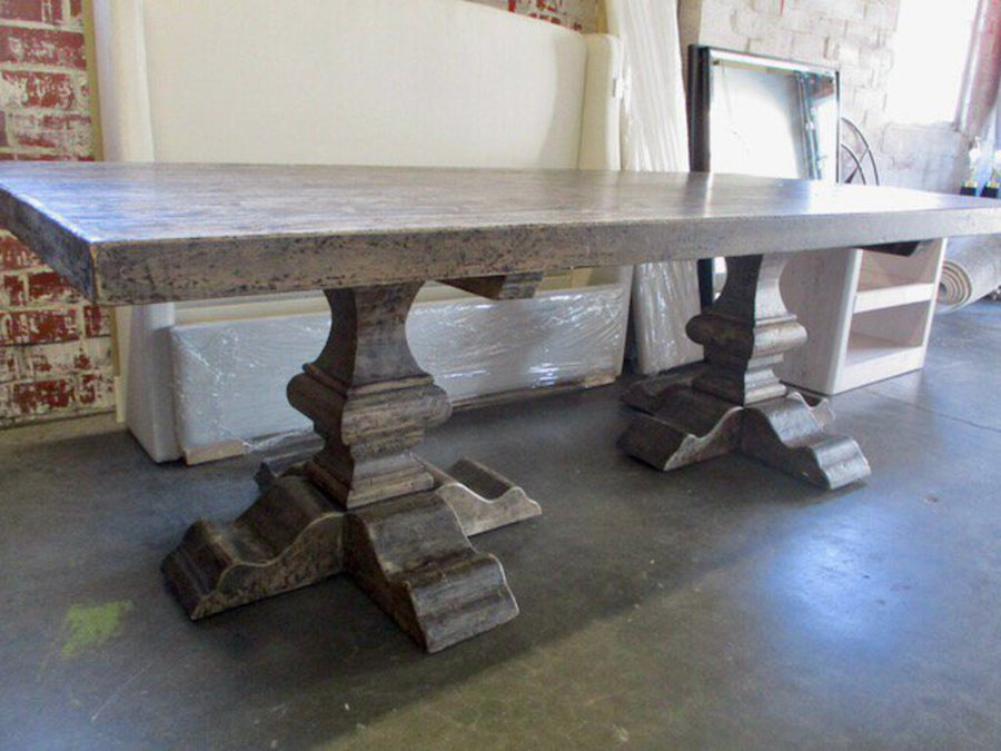 Bungalow Reclaimed Elm Pedestal Dining Table 8' feet Long x 43" Wide x 30'' Tall FINAL SALE