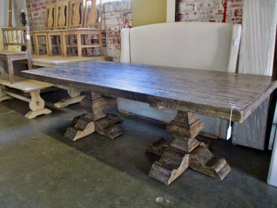 Bungalow Reclaimed Elm Pedestal Dining Table 8' feet Long x 43" Wide x 30'' Tall FINAL SALE